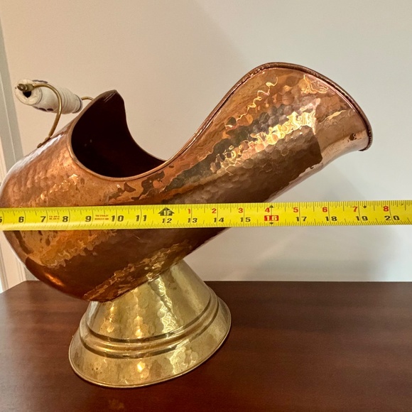 Vintage Large French Hammered Copper Coal Ash Scuttle Pail  13" - Picture 7 of 11